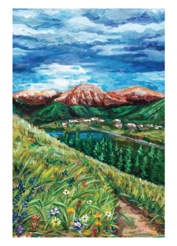 Fraser River SummerBIORachael is a self-taught Fraser, Colorado-based artist. She likes to use bright colors and texture in her artwork. She works mostly with gouache, acrylic, and watercolor mediums. Besides painting, Rachael also enjoys hiking in Rocky Mountain National, traveling, and rock climbing.HOMETOWNFraser, COI Venture Out Because… I love discovering new places. There is nothing quite like hiking over a hill and seeing all the colors and panoramic views of the mountains here in the Fraser Valley.Website & Social
Instagram: @rae.leeart
► View all 2021 Art Trail artists